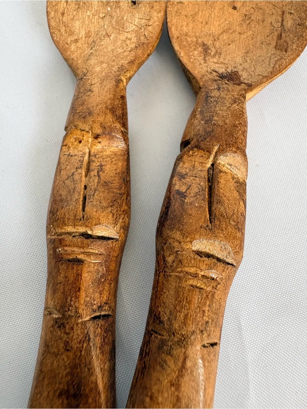 Rustic Handcrafted Wooden Fork and Spoon Set - Brown